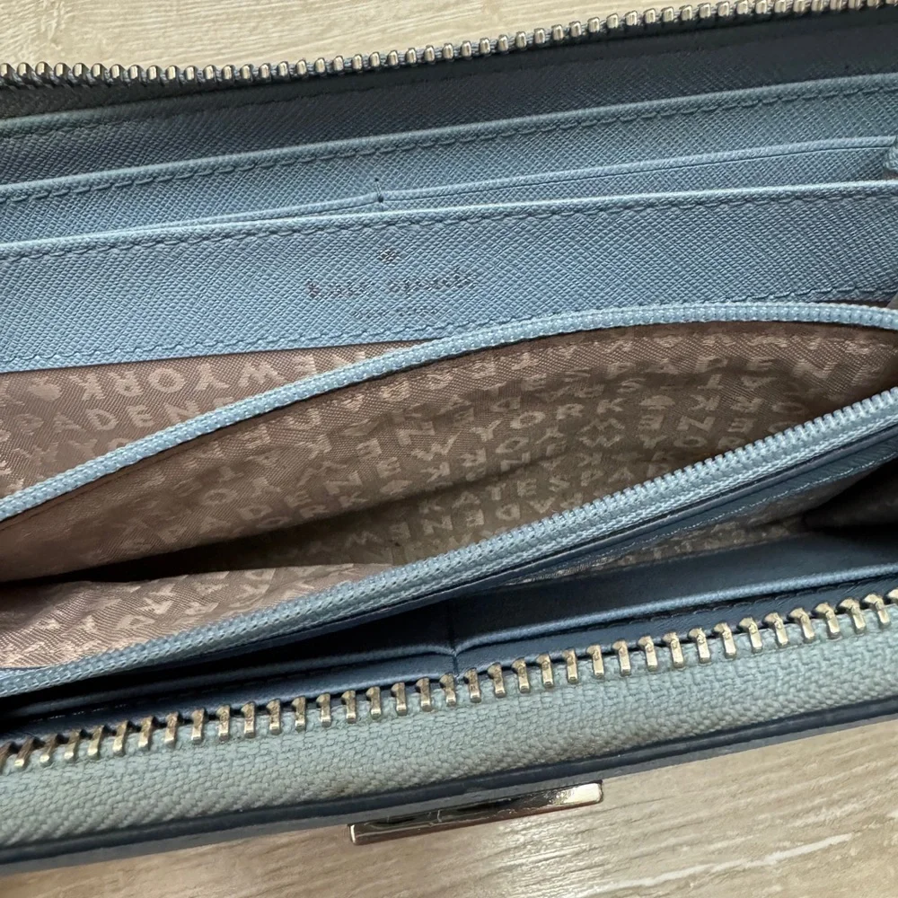 Kate Spade Laurel Way Neda Wallet Cloudcover Zip Around Wallet Dusty Blue
